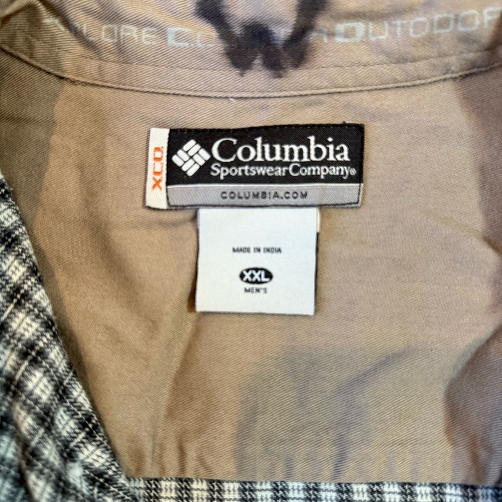 Columbia Men’s Button Down Black & Cream Plaid Flannel Long Sleeve Shirt XXL - Picture 6 of 11